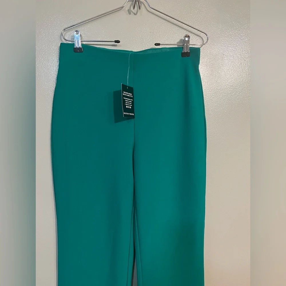 Boston Proper Elegant Green Women's Pants Crop Straight Nylon M Stretchy NWT